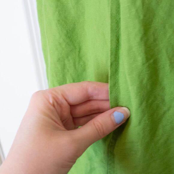 Boho VTG Bead Dress Linen Blend Embroidered Green Mini Sleeveless Bright Spring - Picture 3 of 9